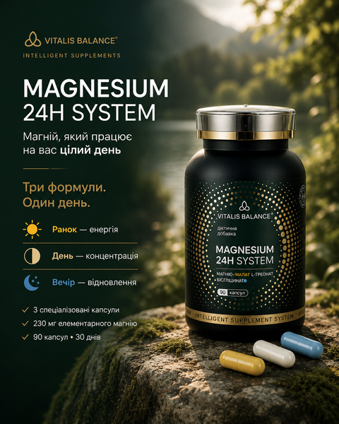 MAGNESIUM 24H SYSTEM - три форми магнію для енергії, концентрації та відновлення vtblns-mg24H-90 фото
